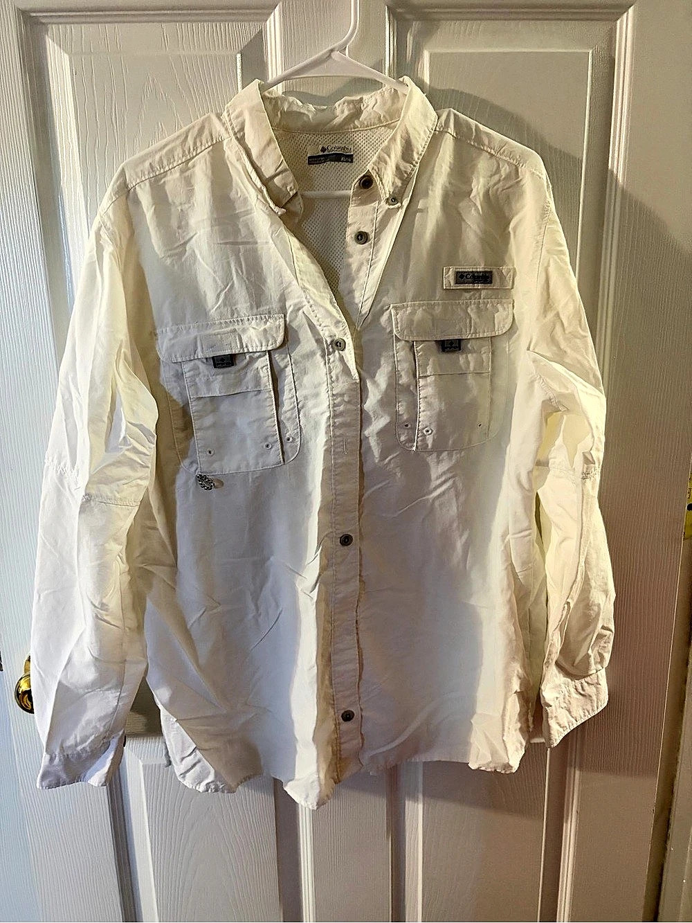 Men's Columbia PFG White Lightweight Fishing Shirt XL Like New